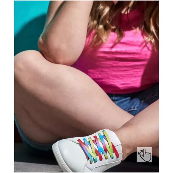 Torrid White Faux‎ Leather & Colorful Lace Sneaker Women’s Size 9 Wide Width - Picture 1 of 10